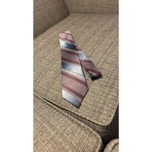 Envoy Vintage 1990s Striped Silk Blend Necktie in Burgundy and Slate